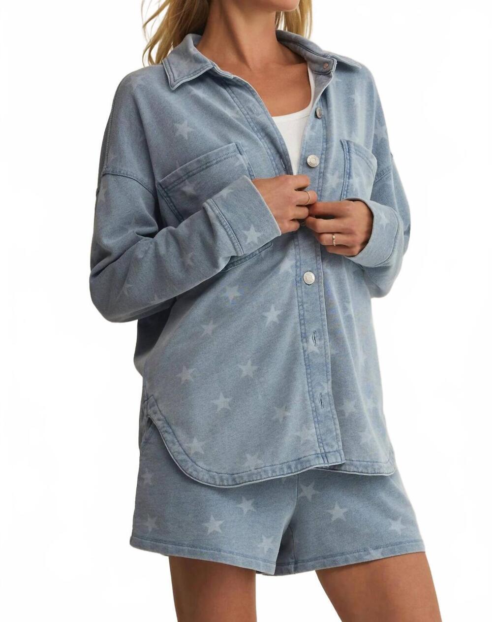 NEW Z SUPPLY all day knit star long sleeve jacket in ocean air indigo
